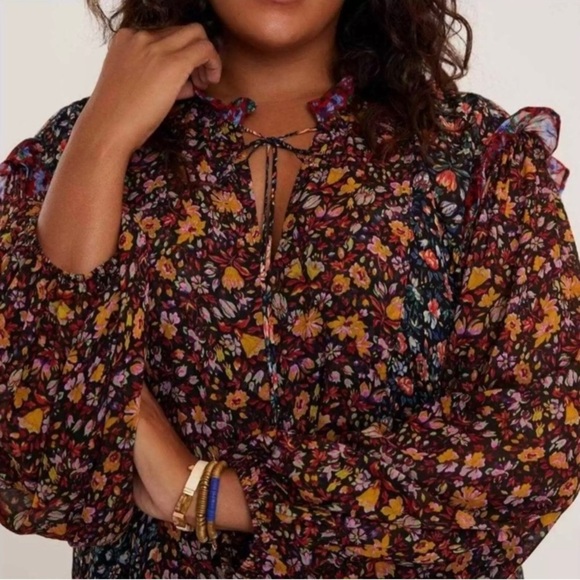 Anthropologie Helene mixed floral print sheer tunic dress. Size small. - Picture 6 of 10